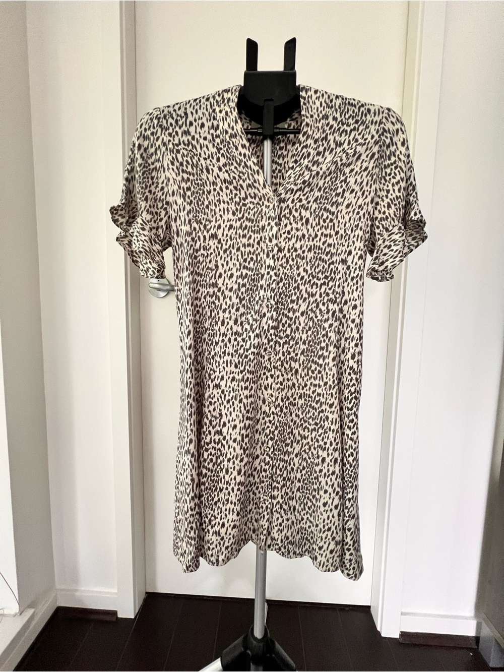 AllSaints Neutral Leopard Print Mini Dress - Cream and Brown